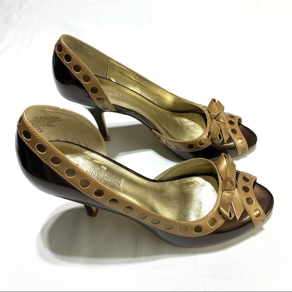 ANNE KLEIN Brown PeepToe Heels Size 6.5